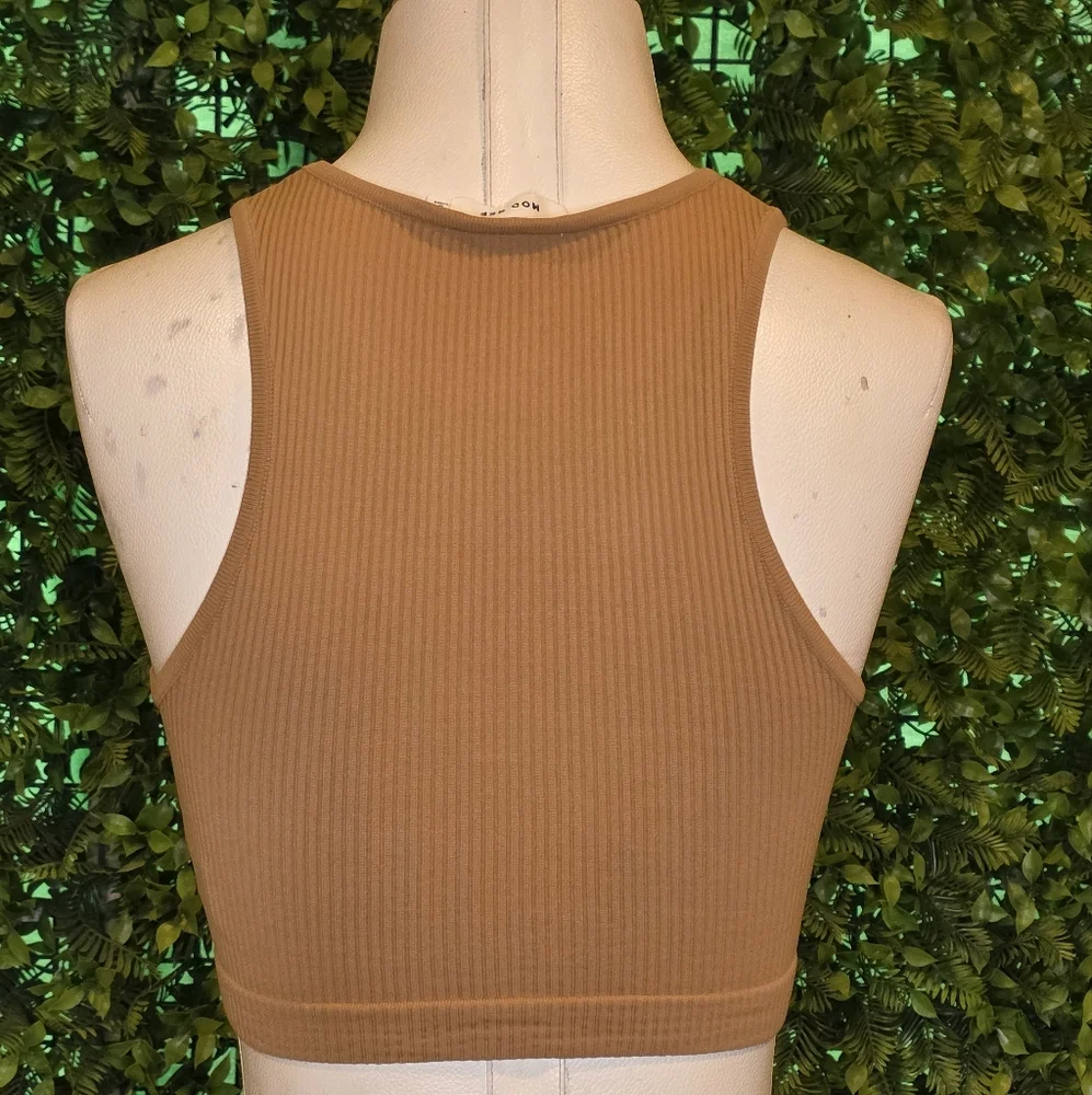 Mod Ref, Tan Ribbed Crop Top - Picture 4 of 4